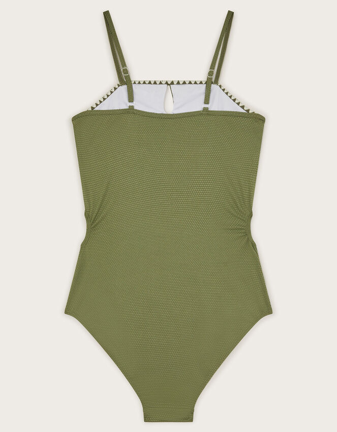 Texture Cut-Out Swimsuit, Green (KHAKI), large