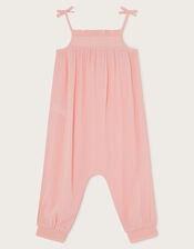 Baby Shirred Jumpsuit , Pink (PALE PINK), large