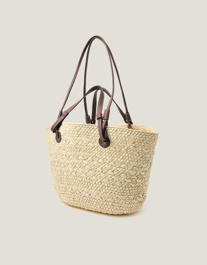 Yvie Woven Raffia Basket Bag, , large