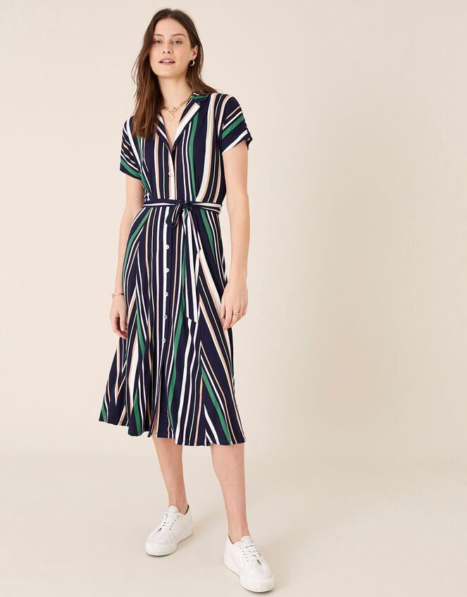 Stripe Shirt Dress with LENZING™ ECOVERO™ , Blue (NAVY), large