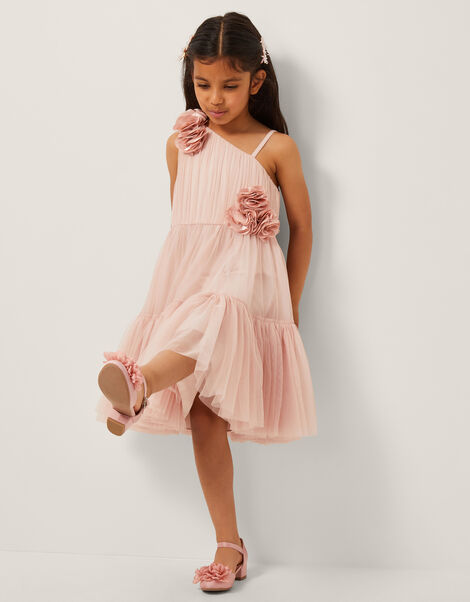 Ruby Asymmetric Flower Tulle Dress, Pink (PINK), large