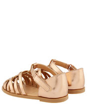Baby Rose Gold Caged Sandals, Gold (ROSE GOLD), large