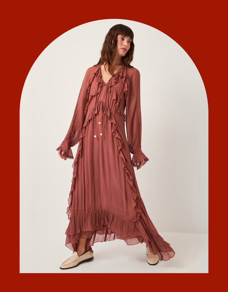 Moliin Beatrice Ruffle Maxi Dress, Orange (RUST), large