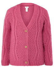 Chunky Knit Cardigan, Pink (PINK), large