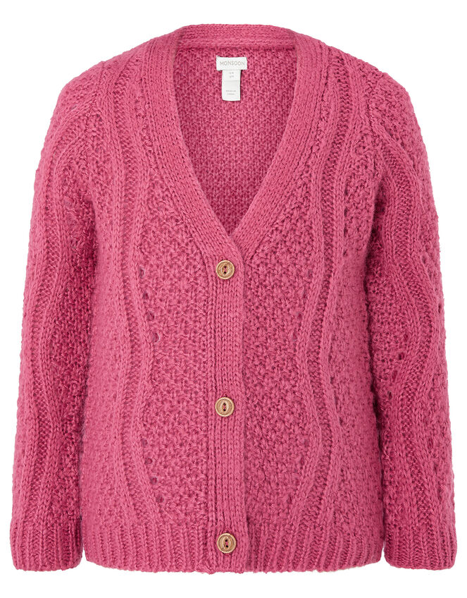 Chunky Knit Cardigan, Pink (PINK), large