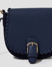Petra Woven Satchel Crossbody Bag, Blue (NAVY), large