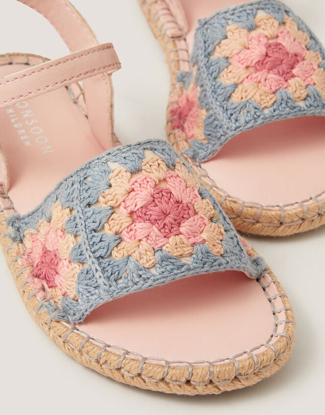 Crochet Flower Espadrille Sandals, Multi (MULTI), large
