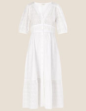 Dolly Midi Dress in Sustainable Cotton, White (WHITE), large