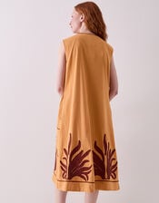 East Mella Appliqu&eacute; Cotton Midi Dress, Orange (ORANGE), large