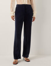 Mila Straight Velvet Trousers, Blue (MIDNIGHT), large