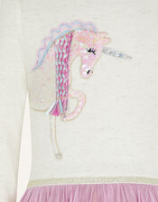 Disco Unicorn Long Sleeve Dress, Pink (PINK), large