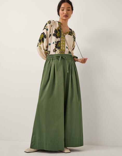 Rachel Wide Leg Trousers, Green (KHAKI), large