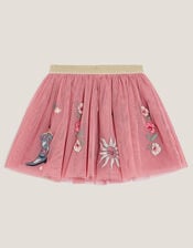 Cowboy Embroidered Tutu Skirt, Pink (PINK), large
