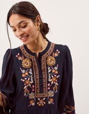 Lucie Floral Embroidered Midi Dress, Blue (NAVY), large