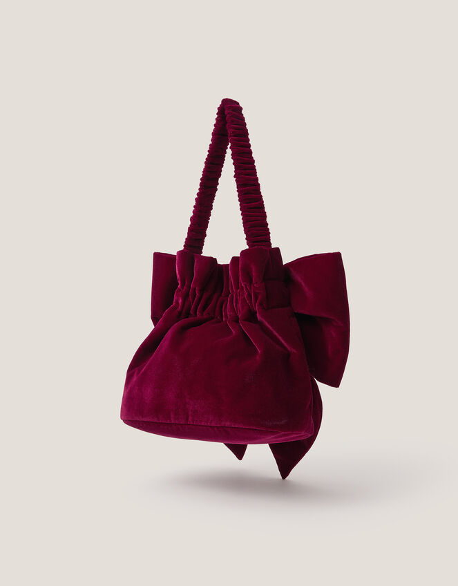Ciri Bow Velvet Pouch Purse, , large