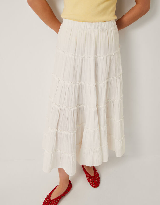Ginny Tiered Maxi Skirt, Ivory (IVORY), large