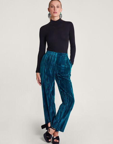 Callie Velvet Trousers, Teal (TEAL), large