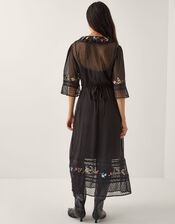 Alyssa Floral Embroidered Lace Midi Dress, Black (BLACK), large