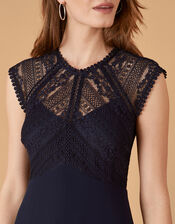 Lolita Maxi Dress with Lace Bodice, Blue (NAVY), large