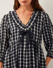 Violet Check Bow Maxi Dress, Black (BLACK), large
