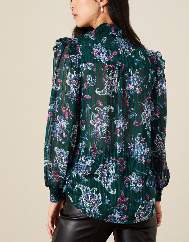 Diya Shimmer Paisley Blouse, Teal (TEAL), large