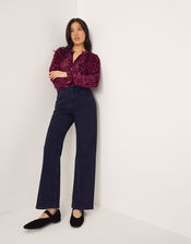 Denva Devoré V-Neck Blouse, Red (BERRY), large