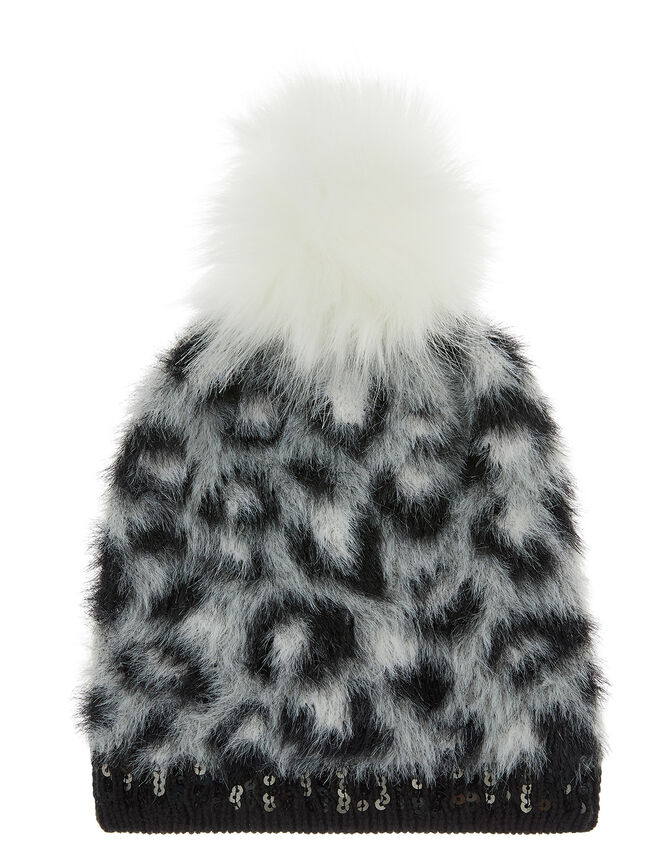 Zoe Leopard Sequin Pom-Pom Hat, Multi (MULTI), large