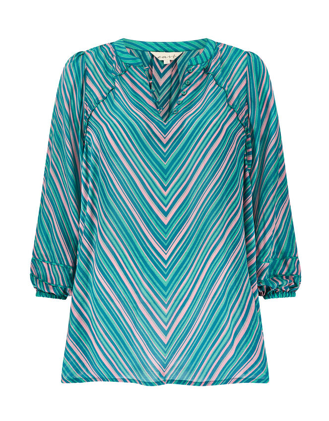 East Avery Sheer Stripe Blouse, Multi (MULTI), large