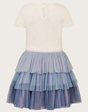 Short Sleeve Unicorn Disco Dress, Blue (BLUE), large