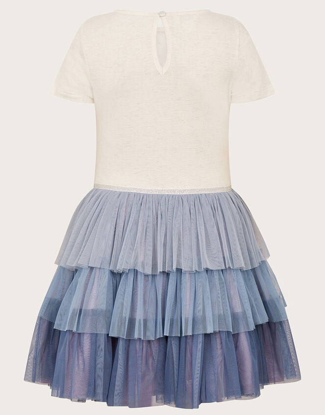 Short Sleeve Unicorn Disco Dress, Blue (BLUE), large