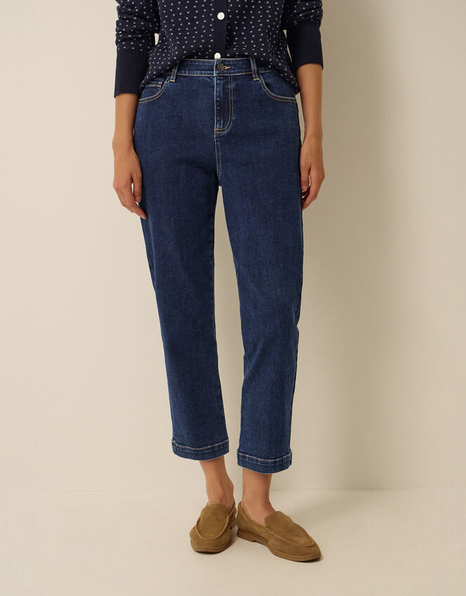 Safaia Straight Cropped Jeans, Blue (INDIGO), large
