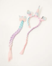 Rainbow Plaited Unicorn Hair Set, , large