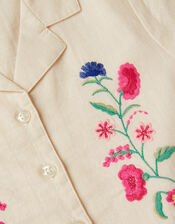 Floral Embroidered Shirt & Trousers Set, White (WHITE), large