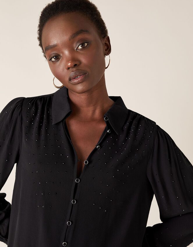 Heat-Seal Gem Shirt with LENZING™ ECOVERO™, Black (BLACK), large