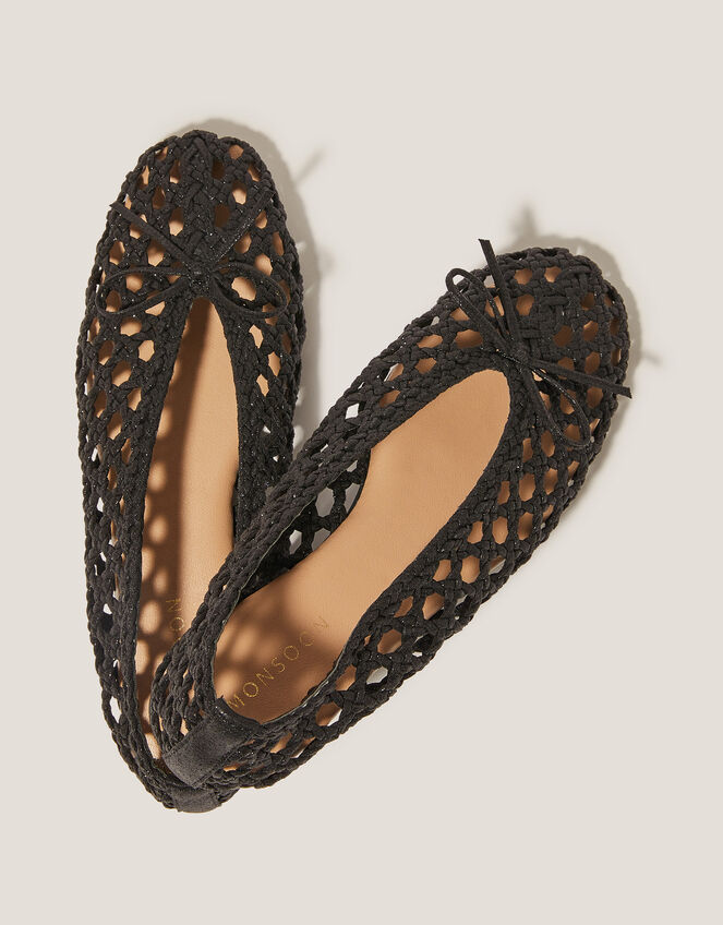Betsy Woven Ballet Flats, Black (BLACK), large