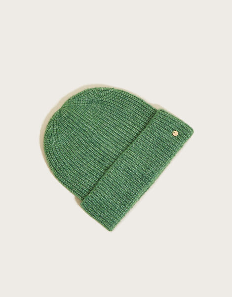 Super Soft Knit Beanie Hat with Recycled Polyester Green, Green (GREEN), large