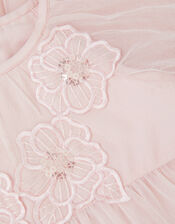 Baby Leila Embroidered Tulle Party Dress, Pink (PALE PINK), large