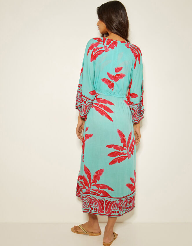 Pamela Palm Print Kaftan Dress, Green (MINT), large