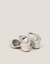 Applique Flower Metallic Two-Part Heels, Silver (SILVER), large