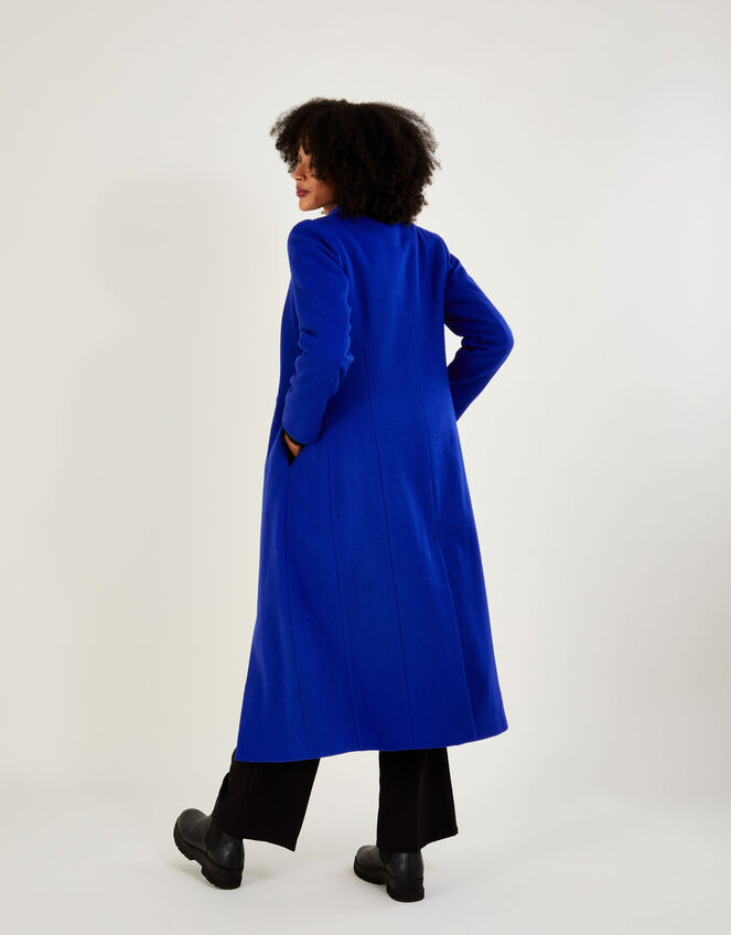 Tallulah Wool-Rich Long Tuxedo Coat, Blue (COBALT), large