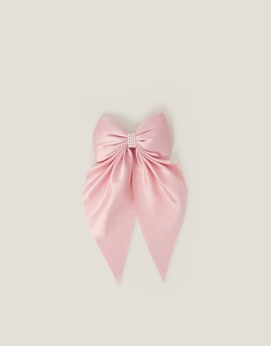 Satin Bow Bridesmaid Hair Clip, Pink (PINK), large