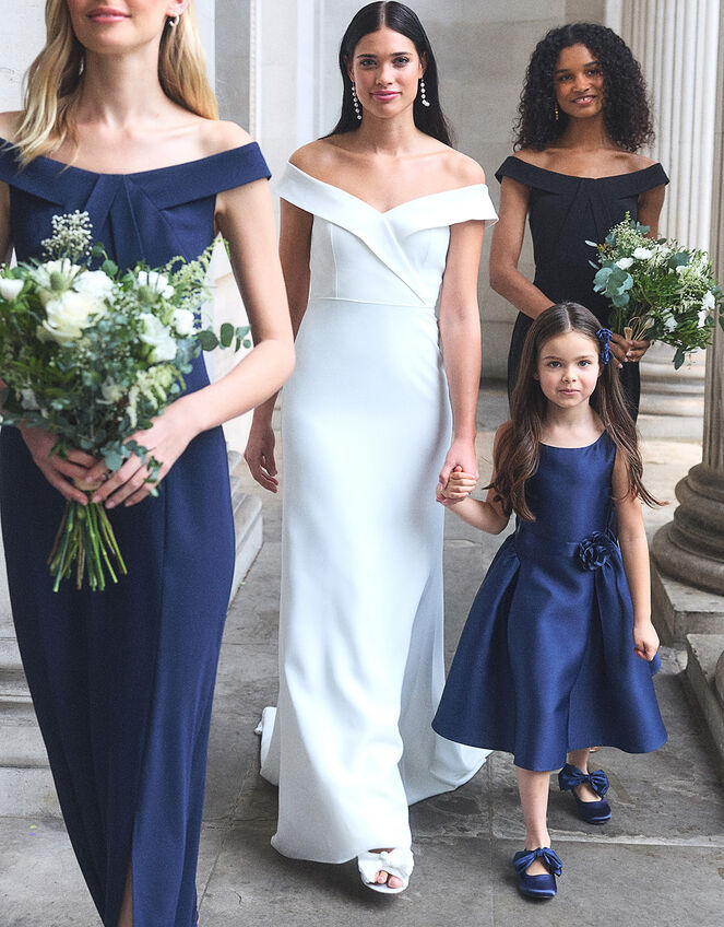 Holly Duchess Twill Bridesmaids Dress, Blue (NAVY), large