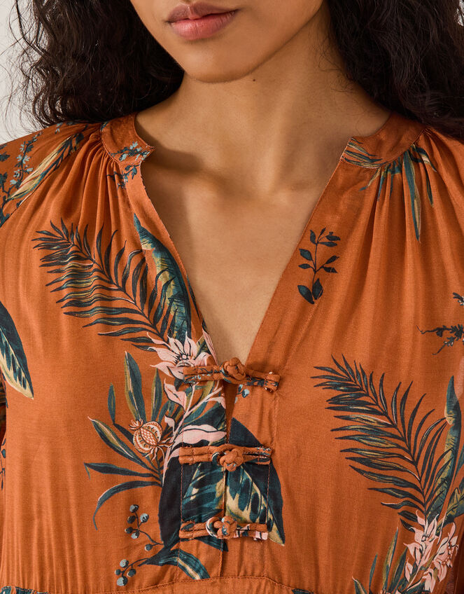 Georgie Botanical Print Midi Dress, Copper (COPPER), large