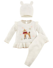 Newborn Baby Deer Knit Set, Ivory (IVORY), large