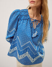 Iggy Floral Print Blouse, Blue (BLUE), large