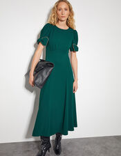 Belle Bow Sleeve Midi Dress, Green (GREEN), large