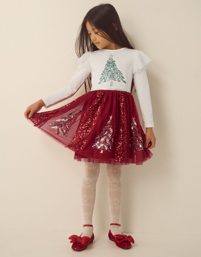 Christmas Tree Sequin Disco Dress, Ivory (IVORY), large