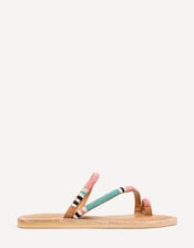 Laidback London Diani Beaded Leather Sandals, Pink (PINK), large