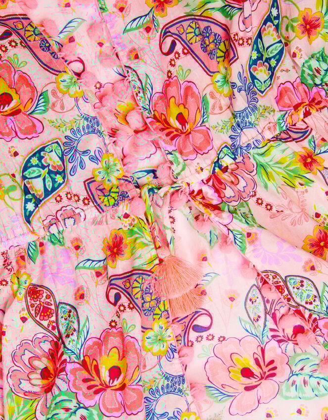Paisley Print Pom Pom Kaftan, Pink (PINK), large