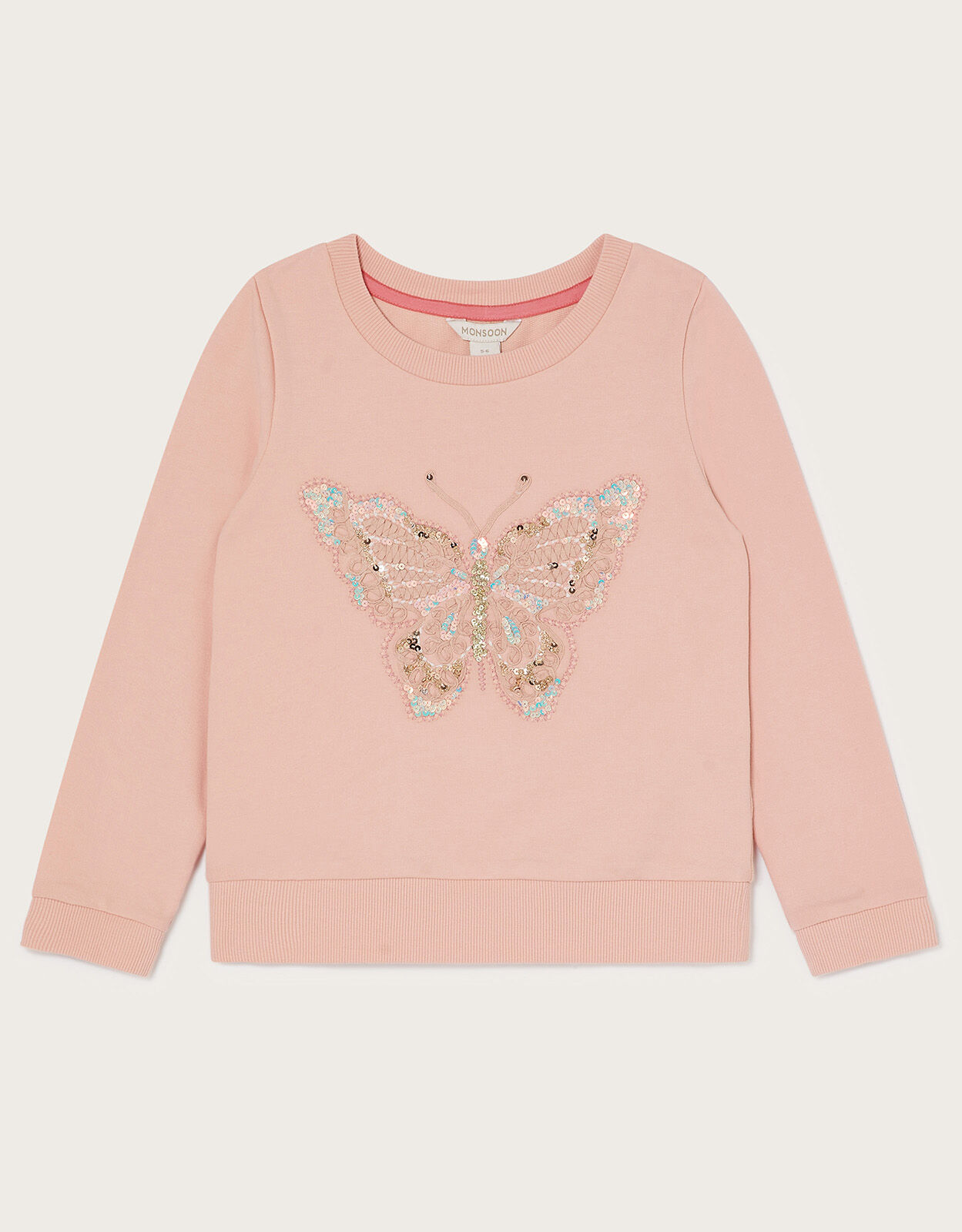 Sequin Butterfly Sweatshirt Pink